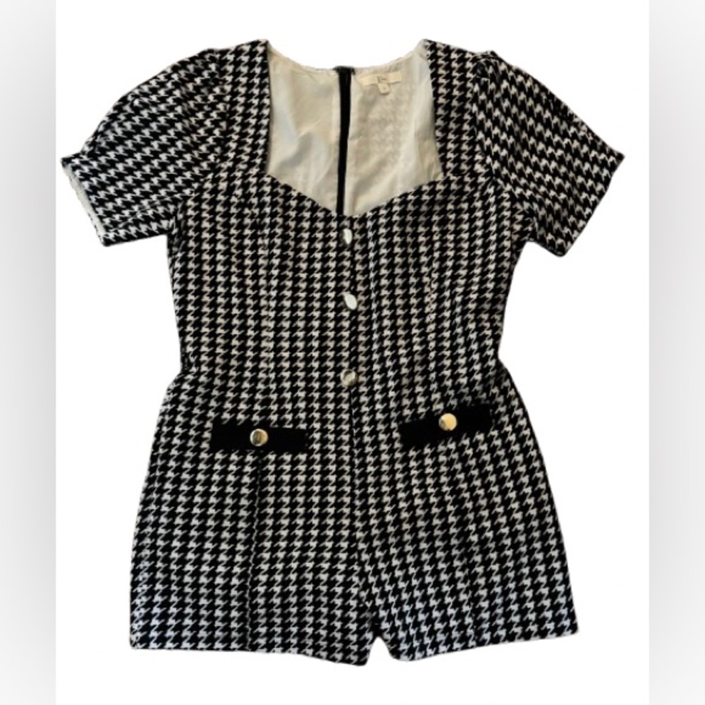 Stylish Black and White Houndstooth Jumpsuit